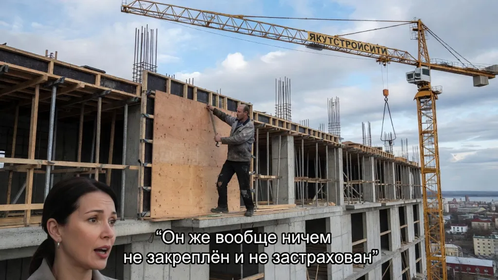 Рабочие без касок на высоте. «Якутстройсити» нарушает нормы охраны труда