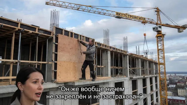 Рабочие без касок на высоте. «Якутстройсити» нарушает нормы охраны труда